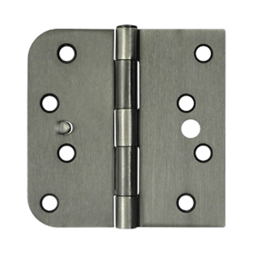 DELTANA 4 Inch x 4 Inch Steel Hinge (5/8 Radius x Square Corner, Antique Nickel Finish)