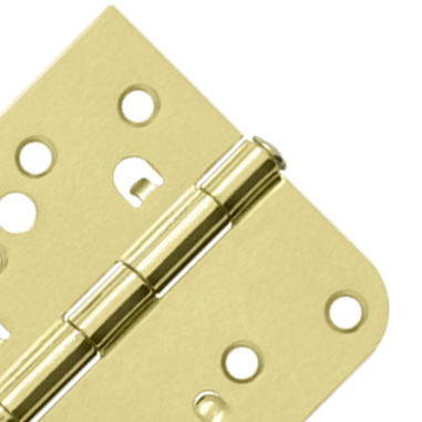 DELTANA 4 Inch x 4 Inch Steel Hinge (5/8 Radius x Square Corner, Brushed Brass Finish)