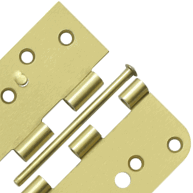 DELTANA 4 Inch x 4 Inch Steel Hinge (5/8 Radius x Square Corner, Brushed Brass Finish)