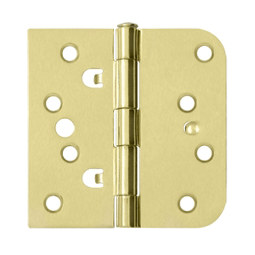 DELTANA 4 Inch x 4 Inch Steel Hinge (5/8 Radius x Square Corner, Brushed Brass Finish)