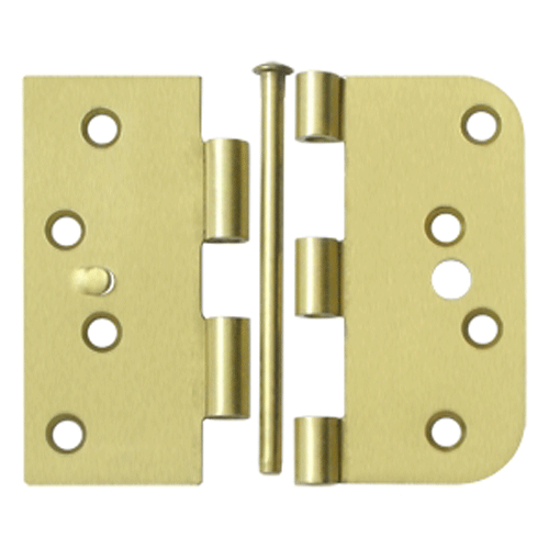 DELTANA 4 Inch x 4 Inch Steel Hinge (5/8 Radius x Square Corner, Brushed Brass Finish)