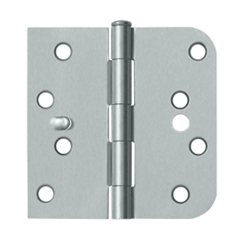 DELTANA 4 Inch x 4 Inch Steel Hinge (5/8 Radius x Square Corner, Brushed Chrome Finish)