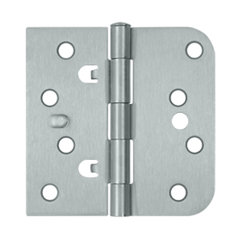 DELTANA 4 Inch x 4 Inch Steel Hinge (5/8 Radius x Square Corner, Brushed Chrome Finish)