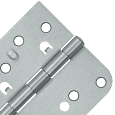 DELTANA 4 Inch x 4 Inch Steel Hinge (5/8 Radius x Square Corner, Brushed Chrome Finish)