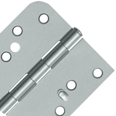 DELTANA 4 Inch x 4 Inch Steel Hinge (5/8 Radius x Square Corner, Brushed Chrome Finish)