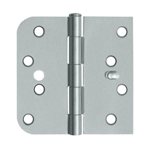 DELTANA 4 Inch x 4 Inch Steel Hinge (5/8 Radius x Square Corner, Brushed Chrome Finish)