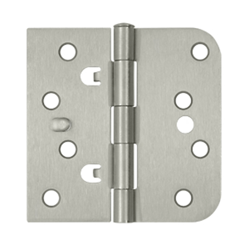 DELTANA 4 Inch x 4 Inch Steel Hinge (5/8 Radius x Square Corner, Brushed Nickel Finish)