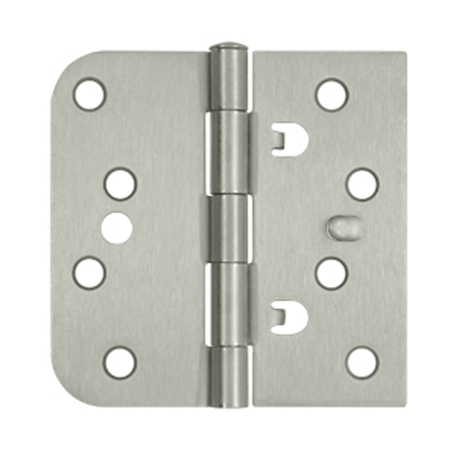 DELTANA 4 Inch x 4 Inch Steel Hinge (5/8 Radius x Square Corner, Brushed Nickel Finish)