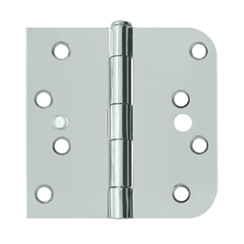 DELTANA 4 Inch x 4 Inch Steel Hinge (5/8 Radius x Square Corner, Chrome Finish)