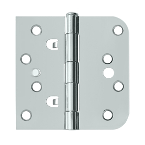 DELTANA 4 Inch x 4 Inch Steel Hinge (5/8 Radius Square Corner, Chrome Finish)