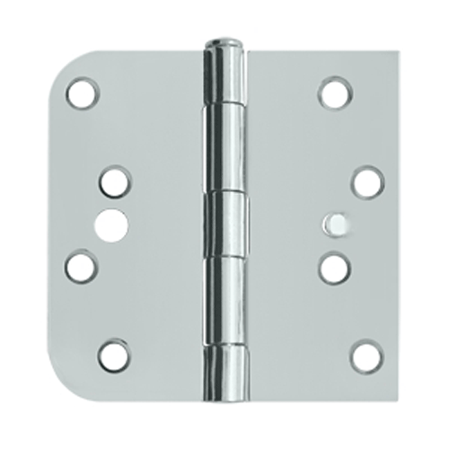 DELTANA 4 Inch x 4 Inch Square Corner Steel Hinge (5/8 Radius Chrome Finish)