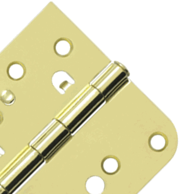 DELTANA 4 Inch x 4 Inch Steel Hinge (5/8 Radius x Square Corner, Polished Brass Finish)