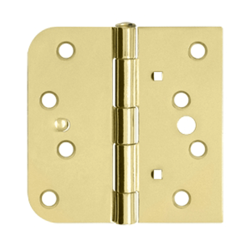 DELTANA 4 Inch x 4 Inch Steel Hinge (5/8 Radius x Square Corner, Polished/Brushed Brass Finish)