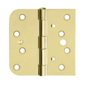 DELTANA 4 Inch x 4 Inch Steel Hinge (5/8 Radius x Square Corner, Polished/Brushed Brass Finish)