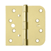 DELTANA 4 Inch x 4 Inch Steel Hinge (5/8 Radius x Square Corner, Polished/Brushed Brass Finish)