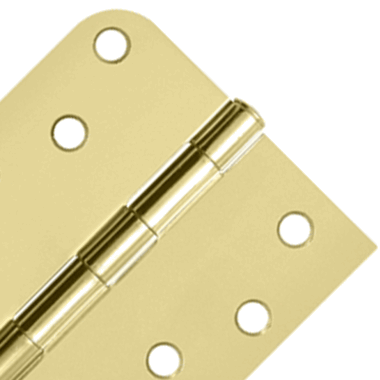 DELTANA 4 Inch x 4 Inch Steel Hinge (5/8 Radius x Square Corner, Polished/Brushed Brass Finish)