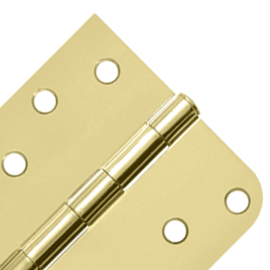 DELTANA 4 Inch x 4 Inch Steel Hinge (5/8 Radius x Square Corner, Polished/Brushed Brass Finish)