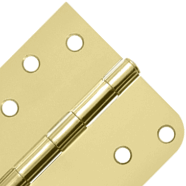 DELTANA 4 Inch x 4 Inch Steel Hinge (5/8 Radius x Square Corner, Polished/Brushed Brass Finish)