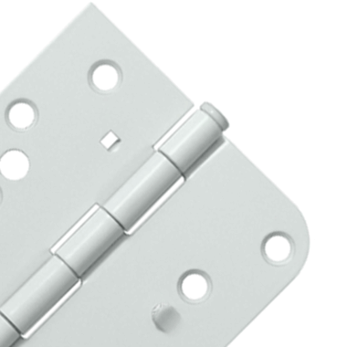 DELTANA 4 Inch x 4 Inch Steel Hinge (5/8 Radius x Square Corner, White Finish)