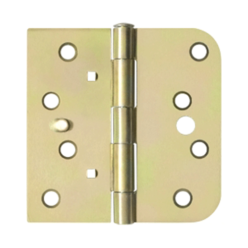 DELTANA 4 Inch x 4 Inch Steel Hinge (5/8 Radius x Square Corner, Zinc Dichromate Finish)