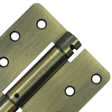 DELTANA 4 Inch x 4 Inch Steel Spring Hinge (1/4 Radius Corner, Antique Brass Finish)