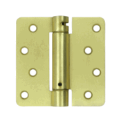 DELTANA 4 Inch x 4 Inch Steel Spring Hinge (1/4 Radius Corner, Brushed Brass Finish)