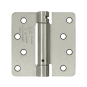 DELTANA 4 Inch x 4 Inch Steel Spring Hinge (1/4 Radius Corner, Brushed Nickel Finish)