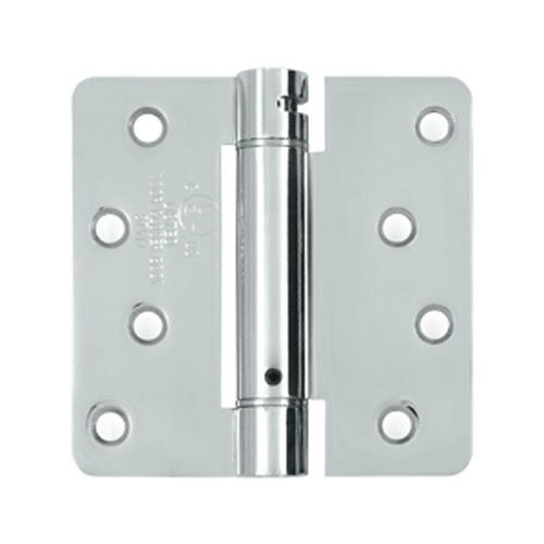 DELTANA 4 Inch x 4 Inch Steel Spring Hinge (1/4 Radius Corner, Chrome Finish)