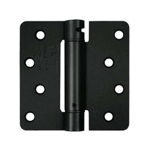 DELTANA 4 Inch x 4 Inch Steel Spring Hinge (1/4 Radius Corner, Paint Black)