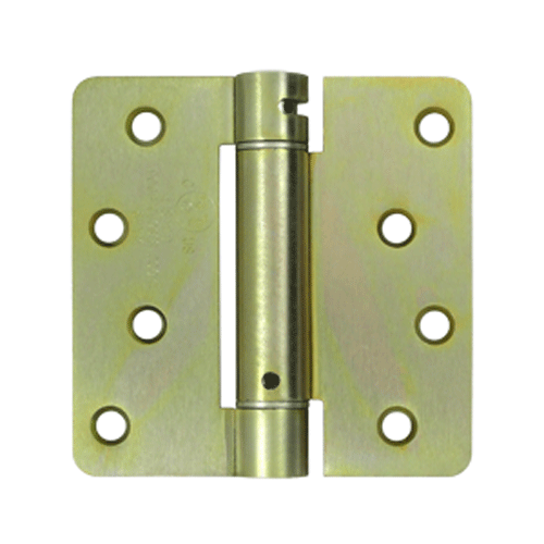 DELTANA 4 Inch x 4 Inch Steel Spring Hinge (1/4 Radius Corner, Zinc Dichromate Finish)