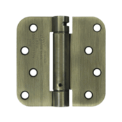 DELTANA 4 Inch x 4 Inch Steel Spring Hinge (5/8 Radius Corner, Antique Brass Finish)