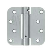 DELTANA 4 Inch x 4 Inch Steel Spring Hinge (5/8 Radius Corner, Brushed Chrome Finish)