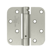 DELTANA 4 Inch x 4 Inch Steel Spring Hinge (5/8 Radius Corner, Brushed Nickel Finish)