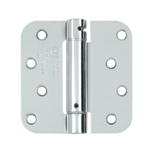 DELTANA 4 Inch x 4 Inch Steel Spring Hinge (5/8 Radius Corner, Chrome Finish)