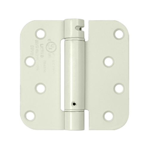 DELTANA 4 Inch x 4 Inch Steel Spring Hinge (5/8 Radius Corner, White Finish)