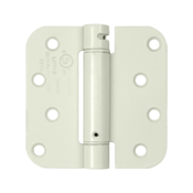 DELTANA 4 Inch x 4 Inch Steel Spring Hinge (5/8 Radius Corner, White Finish)