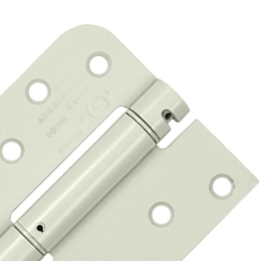 DELTANA 4 Inch x 4 Inch Steel Spring Hinge (5/8 Radius x Square Corner, White Finish)