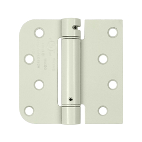 DELTANA 4 Inch x 4 Inch Steel Spring Hinge (5/8 Radius x Square Corner, White Finish)