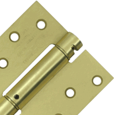 DELTANA 4 Inch x 4 Inch Steel Spring Hinge (Square Corner, Brushed Brass Finish)