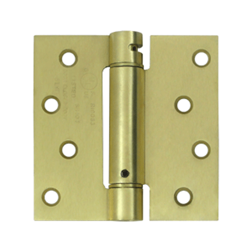 DELTANA 4 Inch x 4 Inch Steel Spring Hinge (Square Corner, Brushed Brass Finish)