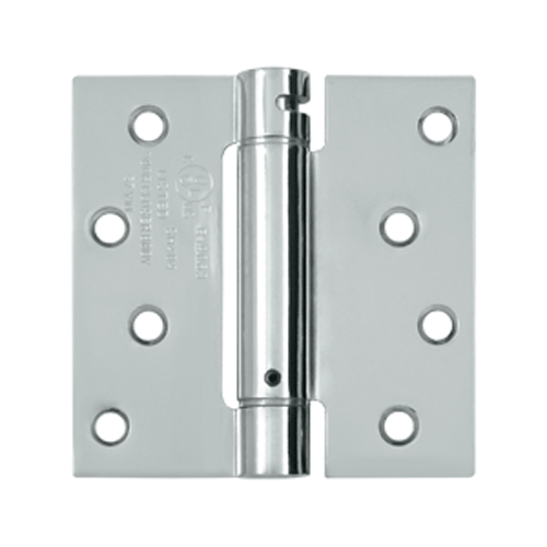 DELTANA 4 Inch x 4 Inch Steel Spring Hinge (Square Corner, Chrome Finish)