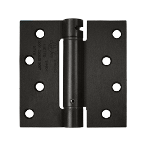 DELTANA 4 Inch x 4 Inch Steel Spring Hinge (Square Corner, Oil Rubbed Bronze Finish)