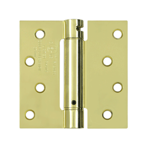 DELTANA 4 Inch x 4 Inch Steel Spring Hinge (Square Corner, Polished Brass Finish)