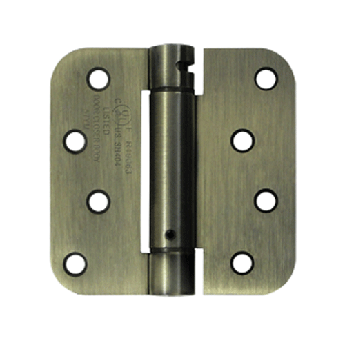 DELTANA 4 Inch x 4 Inch TT Steel Spring Hinge (5/8 Radius Corner, Antique Brass Finish)