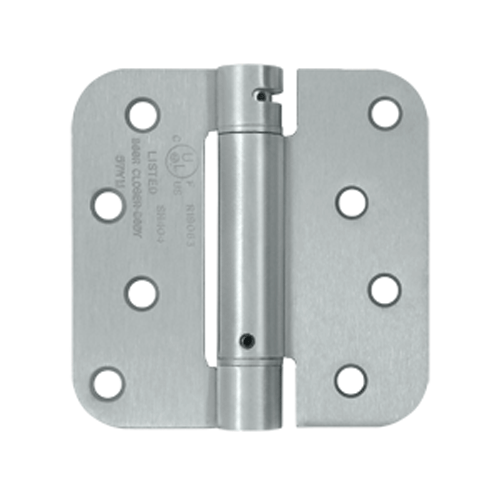 DELTANA 4 Inch x 4 Inch TT Steel Spring Hinge (5/8 Radius Corner, Brushed Chrome Finish)