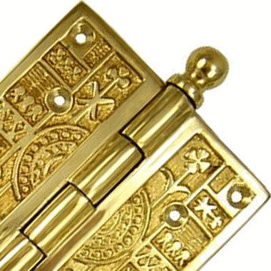 COPPER MOUNTAIN HARDWARE 4 x 4 Inch Ball Tipped Victorian Solid Brass Hinge (Polished Brass)