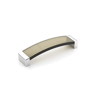 SCHAUB 5 3/8 Inch (5 Inch c-c) Positano Arched Smoke Pull (Polished Chrome Finish)