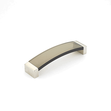 SCHAUB 5 3/8 Inch (5 Inch c-c) Positano Arched Smoke Pull (Satin Nickel Finish)