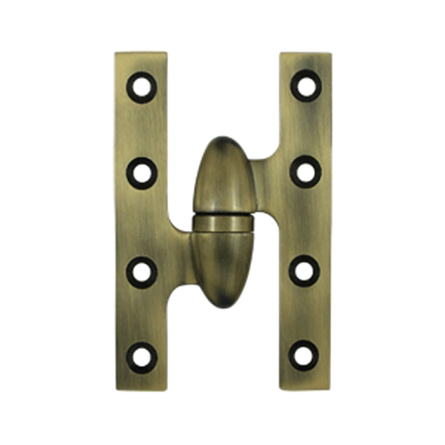 DELTANA 5 Inch x 3 1/4 Inch Solid Brass Olive Knuckle Hinge (Antique Brass)