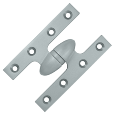 DELTANA 5 Inch x 3 1/4 Inch Solid Brass Olive Knuckle Hinge (Brushed Chrome Finish)